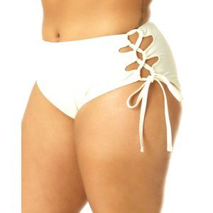 TIME TRU 1X Womens 16W-18W Cream Vanilla Dream High Waist Tie BOTTOMS NWT
